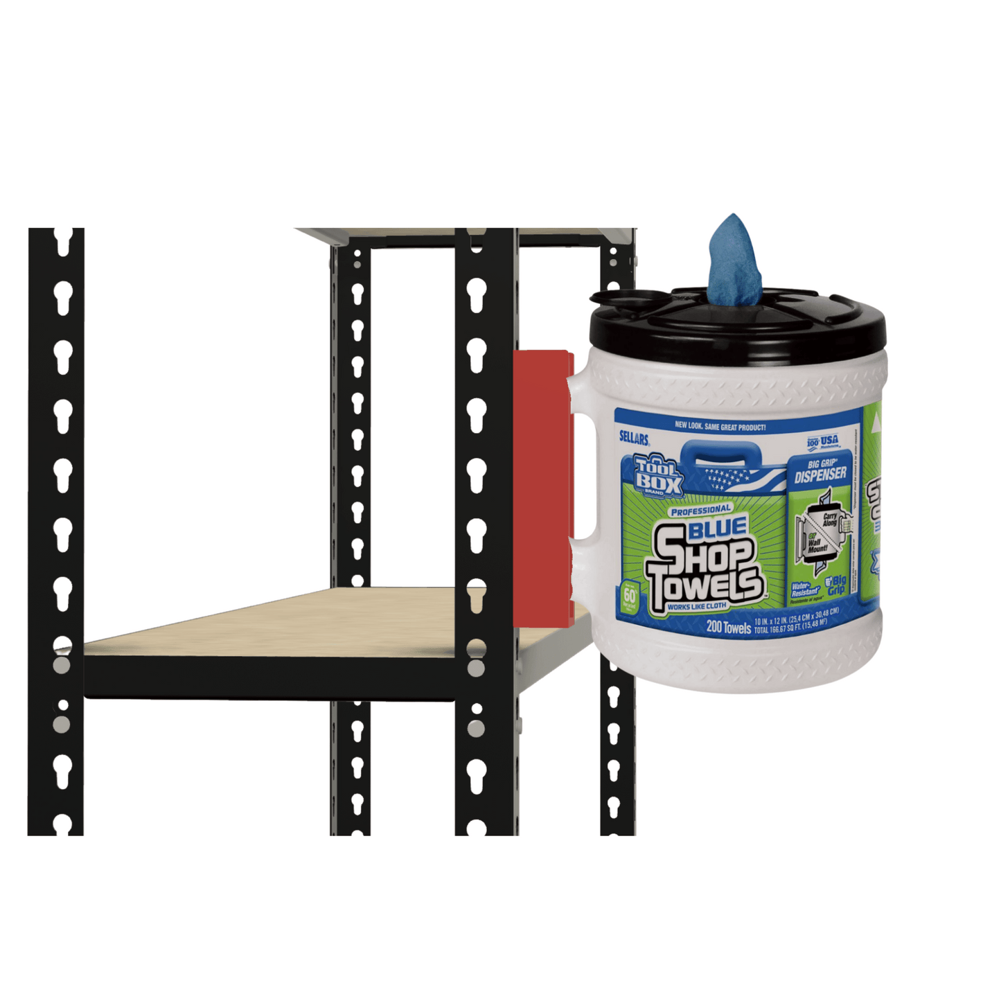 Mounting bracket for TOOLBOX Big Grip® Bucket Blue Shop Towels sold by Harbor Freight