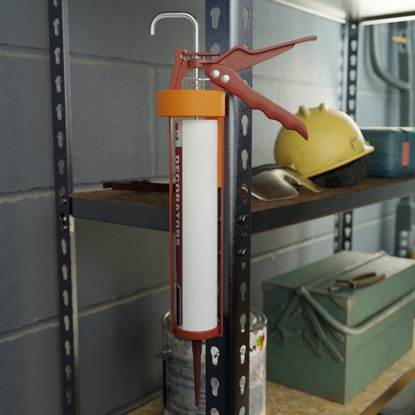 Caulk Gun Holder for Metal Shelving